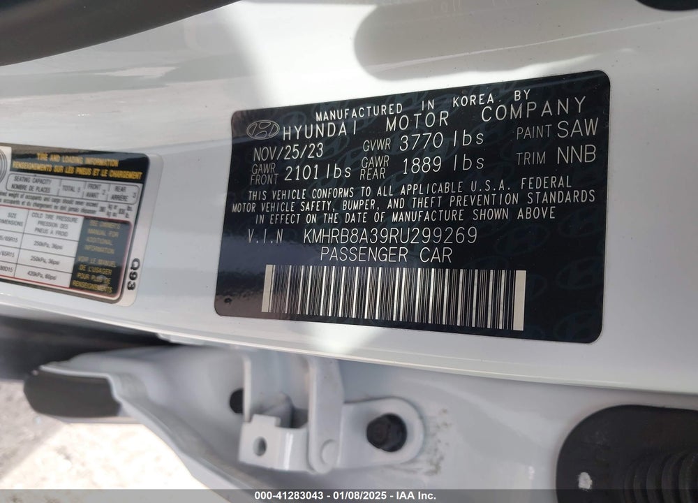 2024 HYUNDAI VENUE SE VIN: KMHRB8A39RU299269