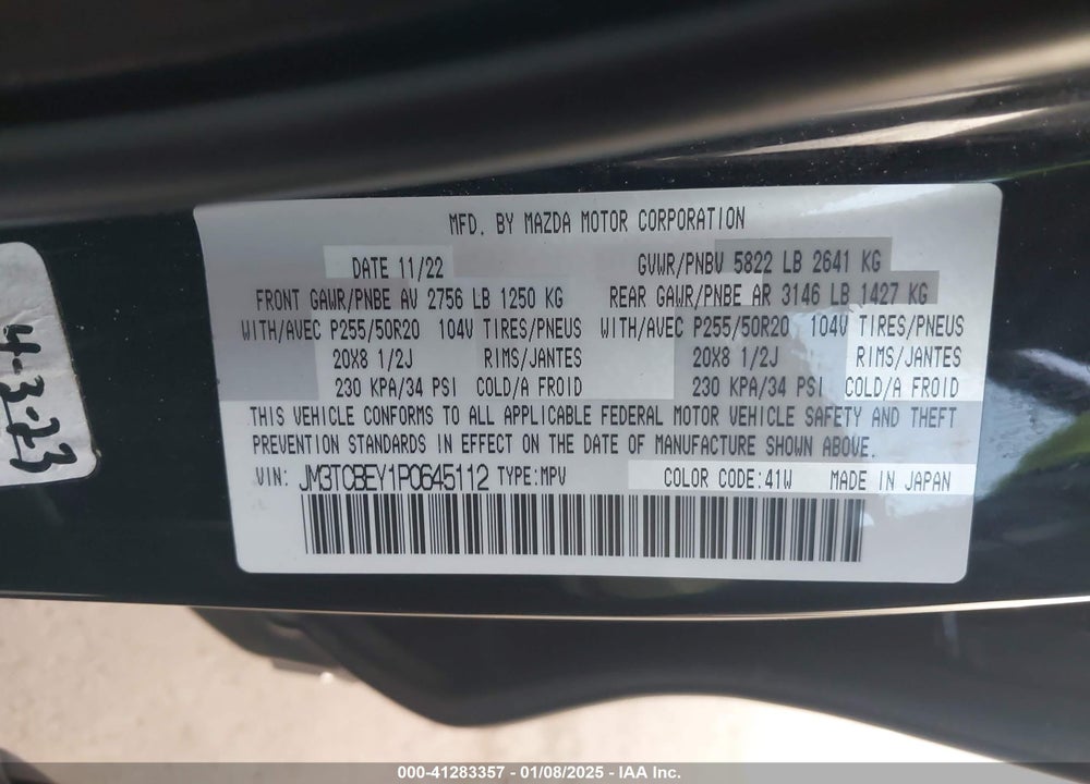 2023 MAZDA CX-9 SIGNATURE VIN: JM3TCBEY1P0645112