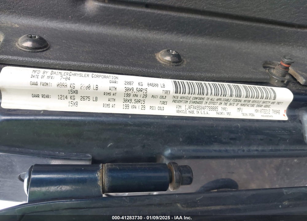 2004 JEEP WRANGLER / VIN: 1J4FA49S04P799885