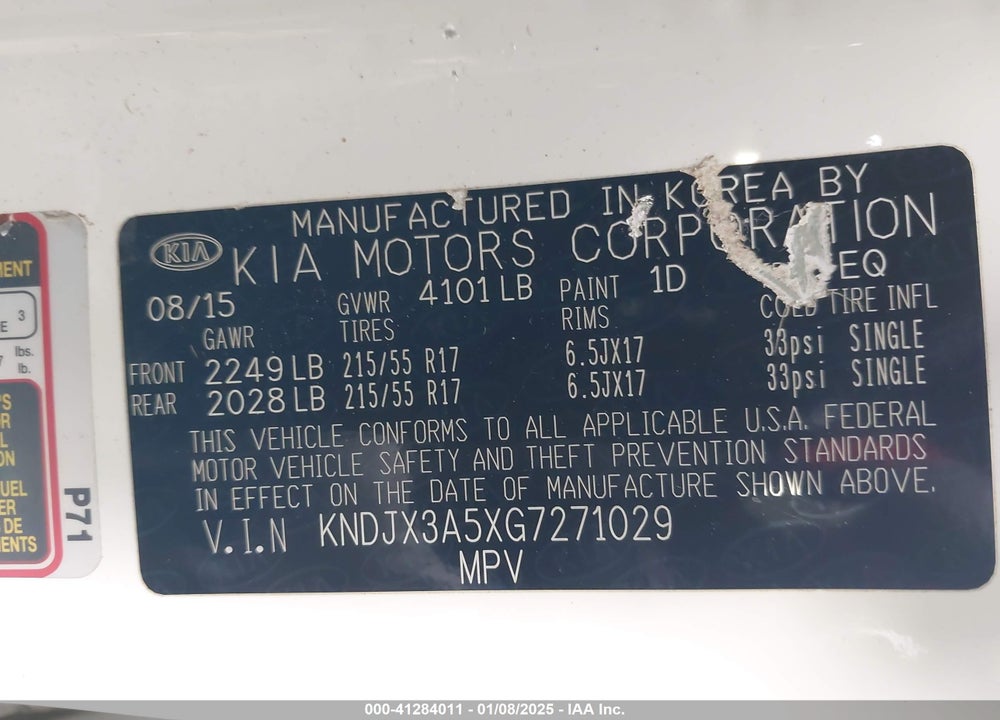 2016 KIA SOUL VIN: KNDJX3A5XG7271029