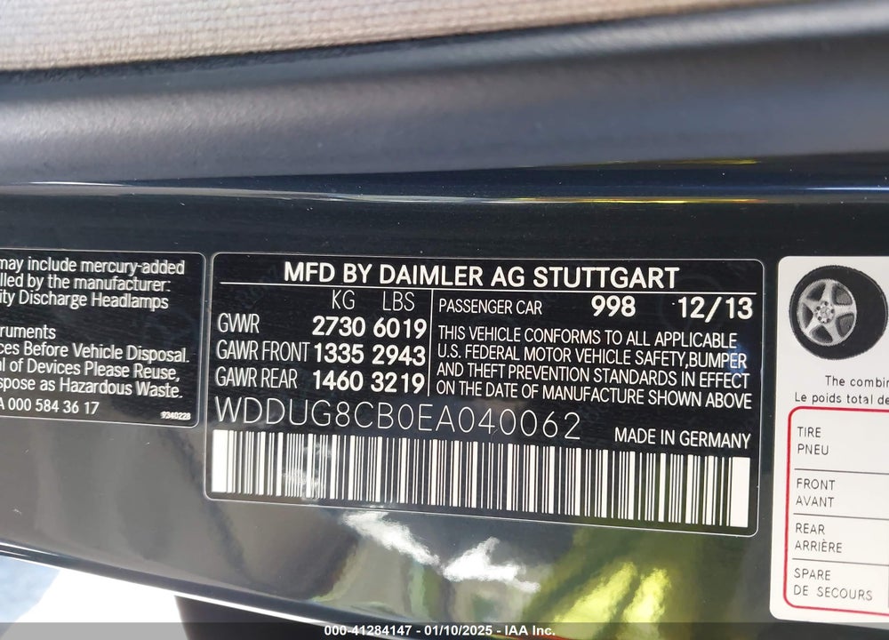 2014 MERCEDES-BENZ S VIN: WDDUG8CB0EA040062