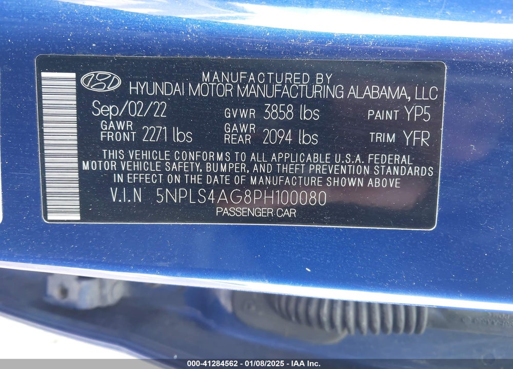2023 HYUNDAI ELANTRA VIN: 5NPLS4AG8PH100080