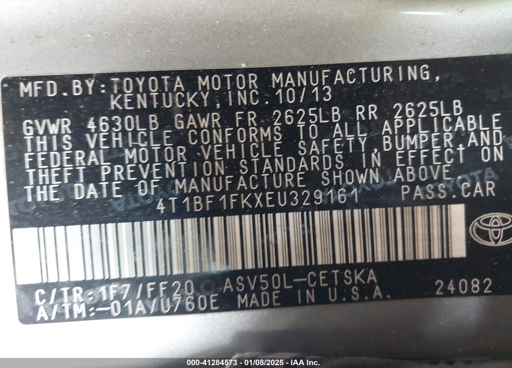 2014 TOYOTA CAMRY VIN: 4T1BF1FKXEU329161