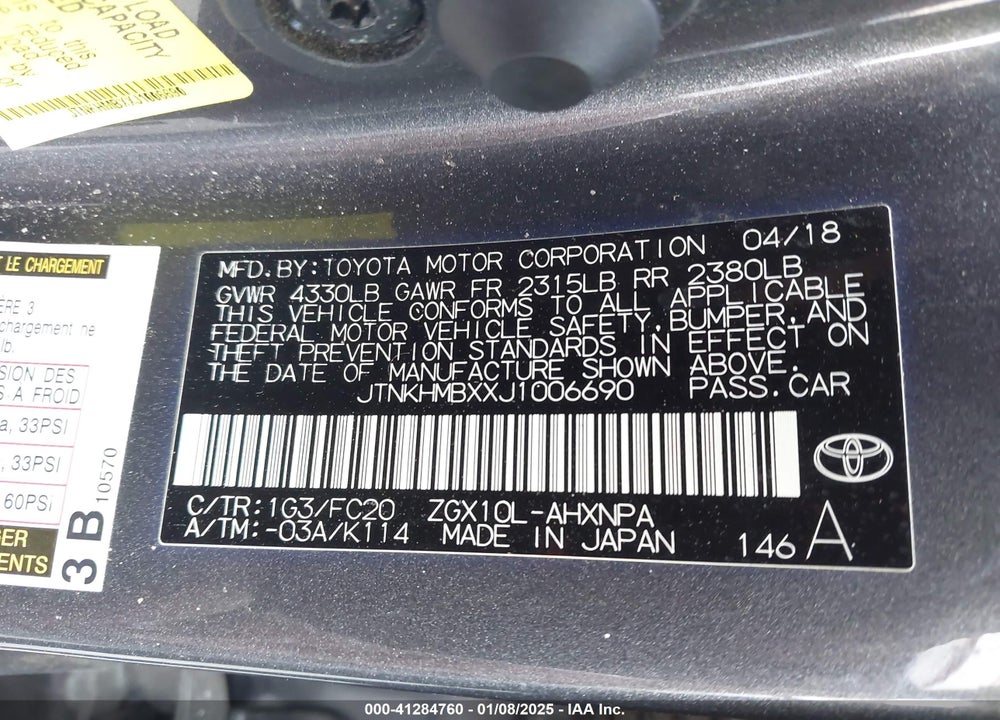 2018 TOYOTA C-HR XLE VIN: JTNKHMBXXJ1006690