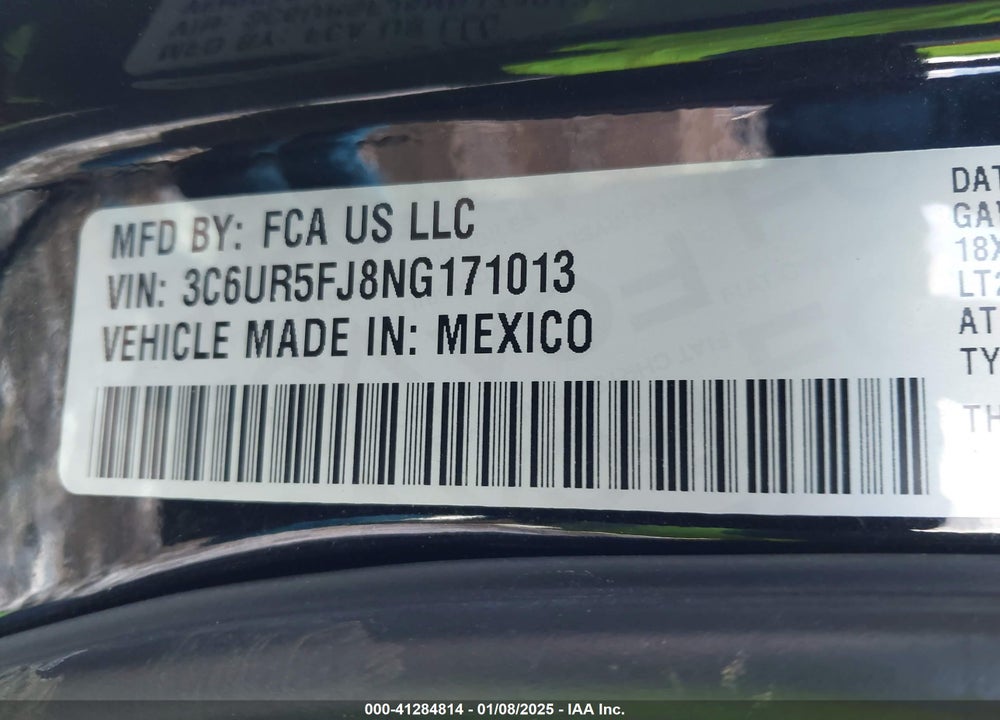 2022 RAM 2500 LAIE  4X4 6'4 BOX VIN: 3C6UR5FJ8NG171013