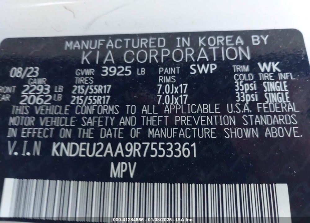 2024 KIA SELTOS VIN: KNDEU2AA9R7553361