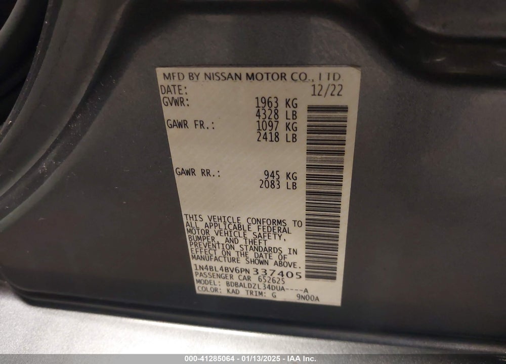 2023 NISSAN ALTIMA VIN: 1N4BL4BV6PN337405