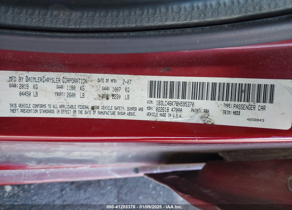 2008 DODGE AVENGER SE VIN: 1B3LC46K78N595370