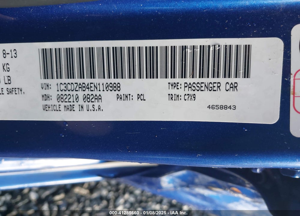 2014 DODGE AVENGER VIN: 1C3CDZAB4EN110988