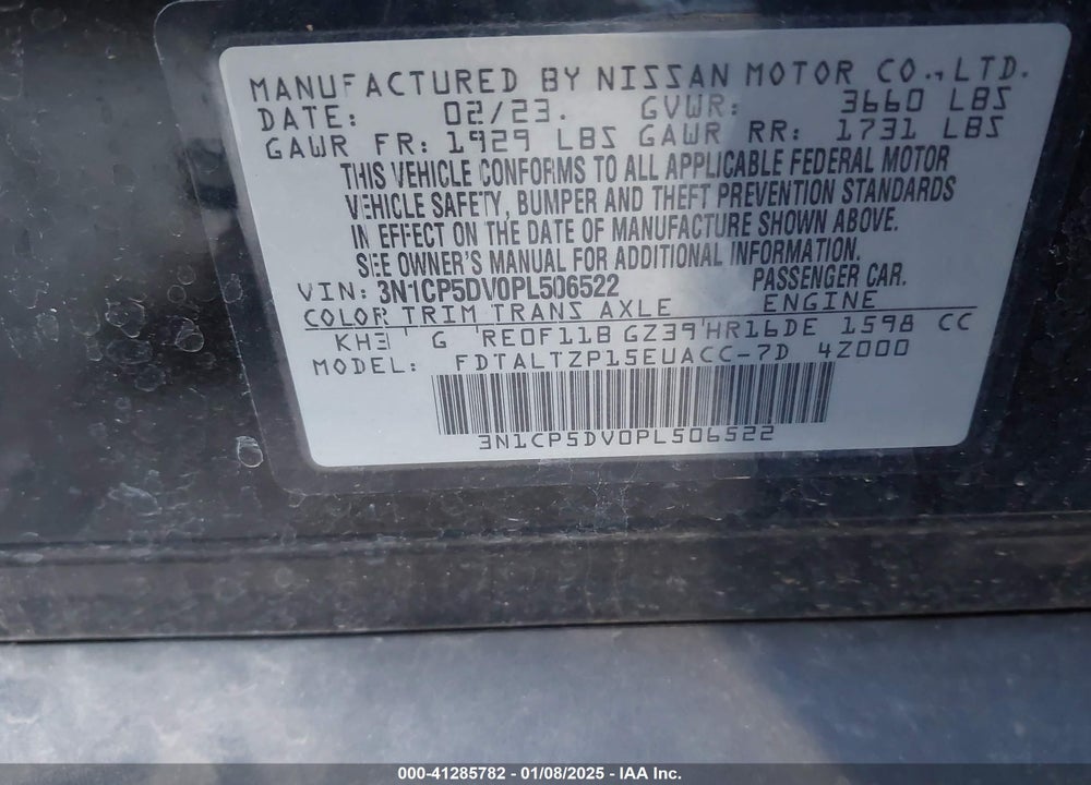 2023 NISSAN KICKS SR XTRONIC CVT VIN: 3N1CP5DV0PL506522