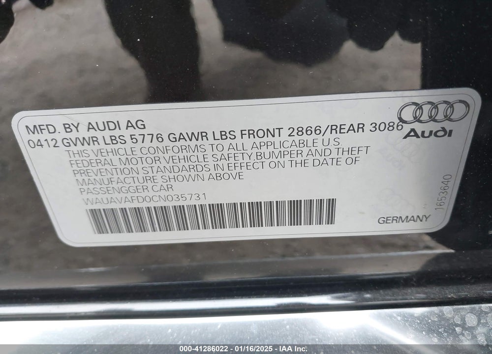 2012 AUDI A8 4.2 VIN: WAUAVAFD0CN035731