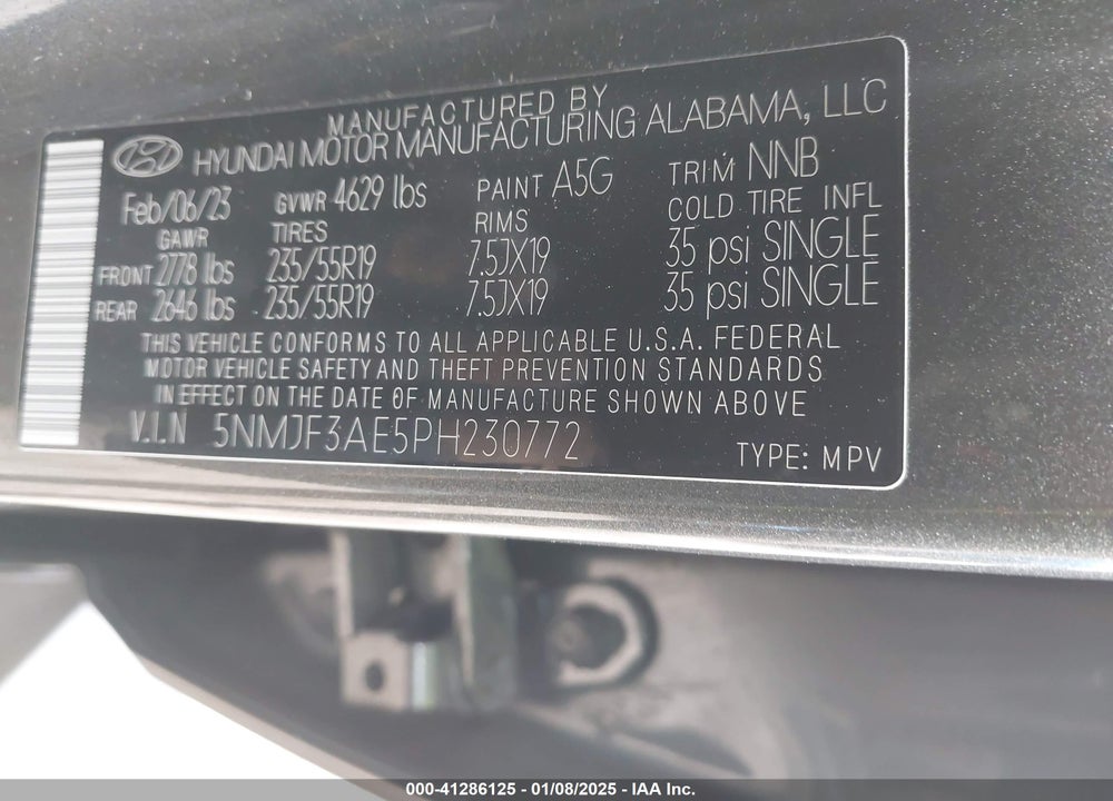 2023 HYUNDAI TUCSON SEL VIN: 5NMJF3AE5PH230772