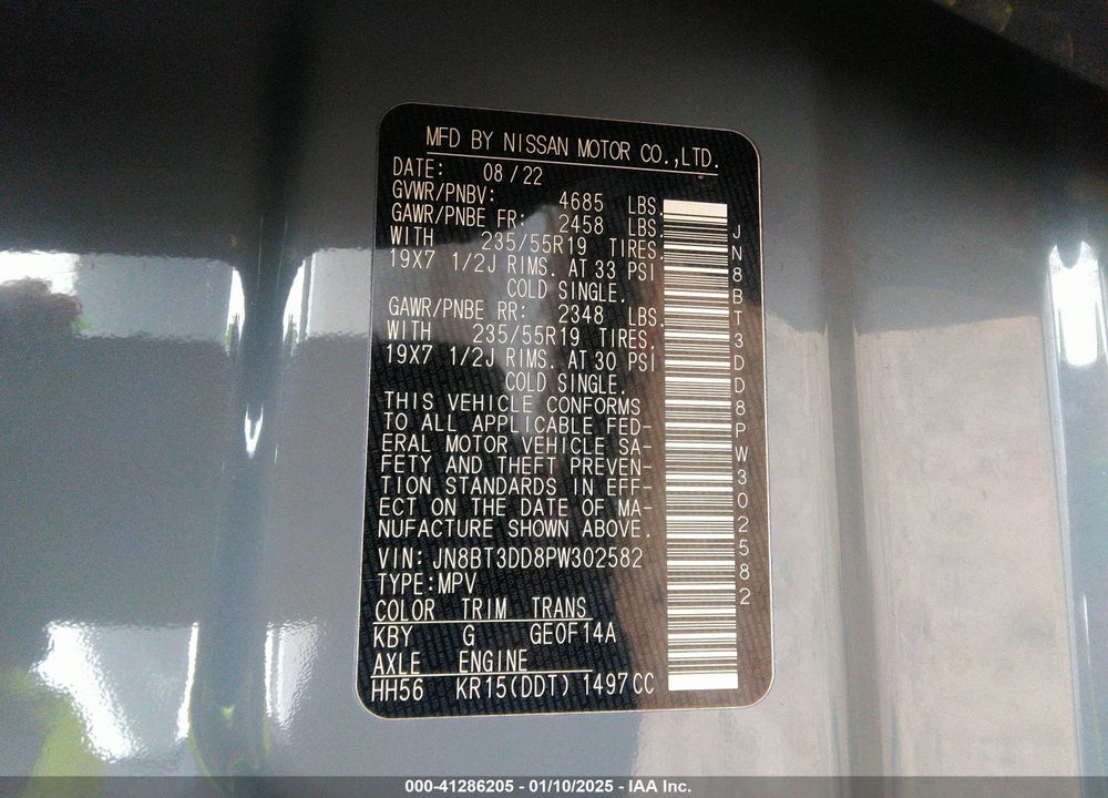 2023 NISSAN ROGUE VIN: JN8BT3DD8PW302582