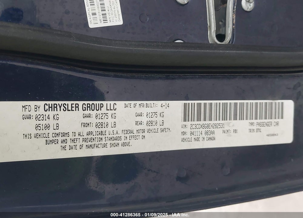 2014 DODGE CHARGER VIN: 2C3CDXBG8EH282531
