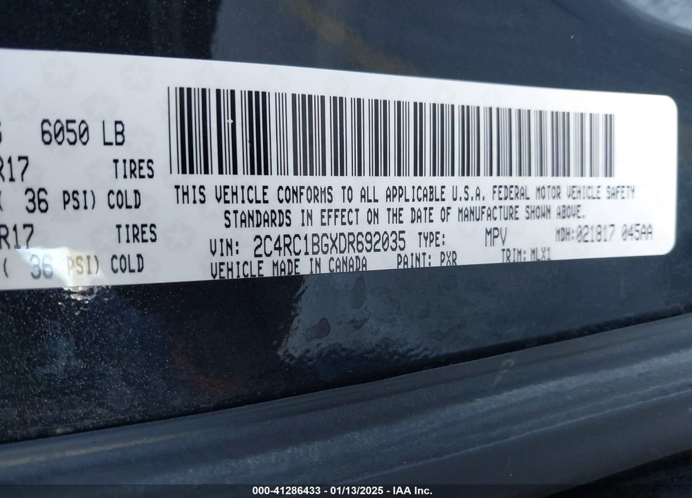 2013 CHRYSLER TOWN & COUNTRY TOURING VIN: 2C4RC1BGXDR692035