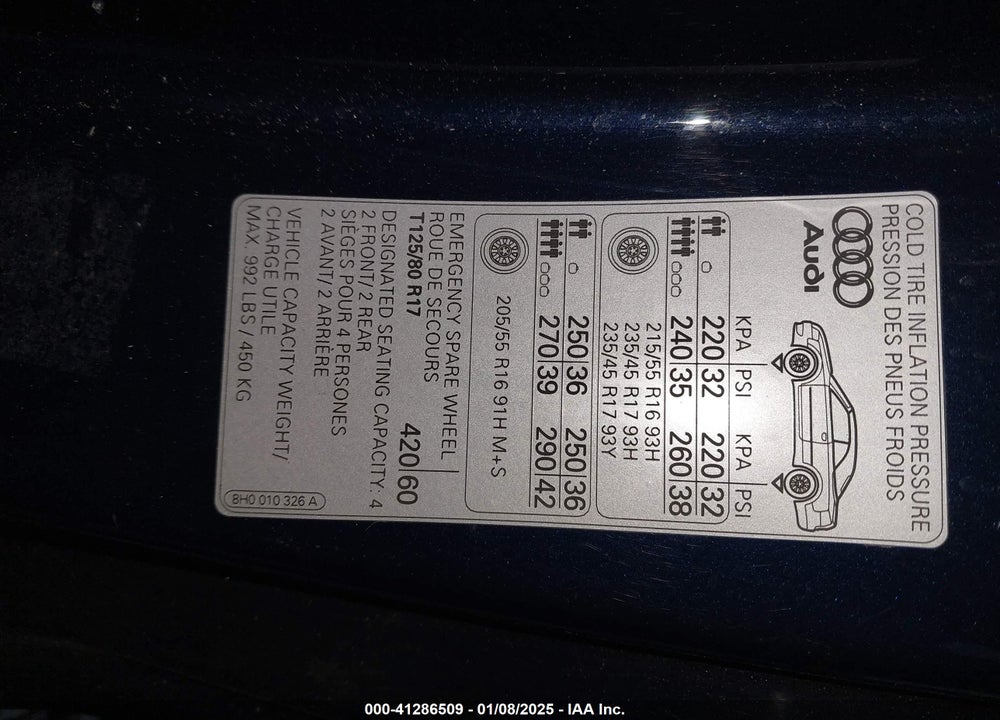 2003 AUDI A4 1.8T VIN: WAUAC48H83K019950