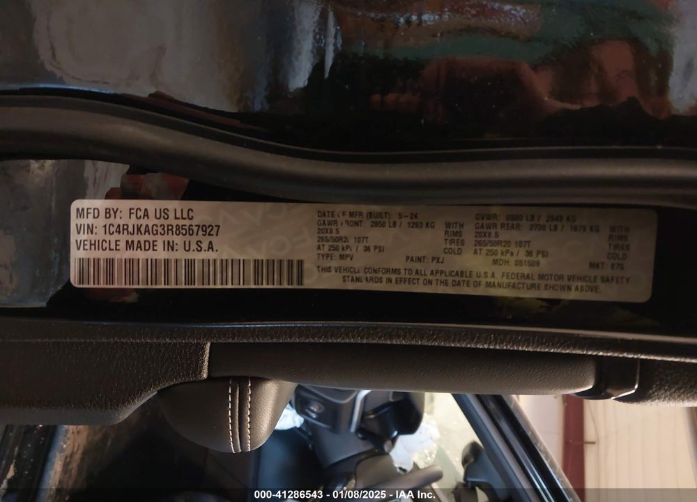 2024 JEEP GRAND CHEROKEE L ALTITUDE X 4X4 VIN: 1C4RJKAG3R8567927
