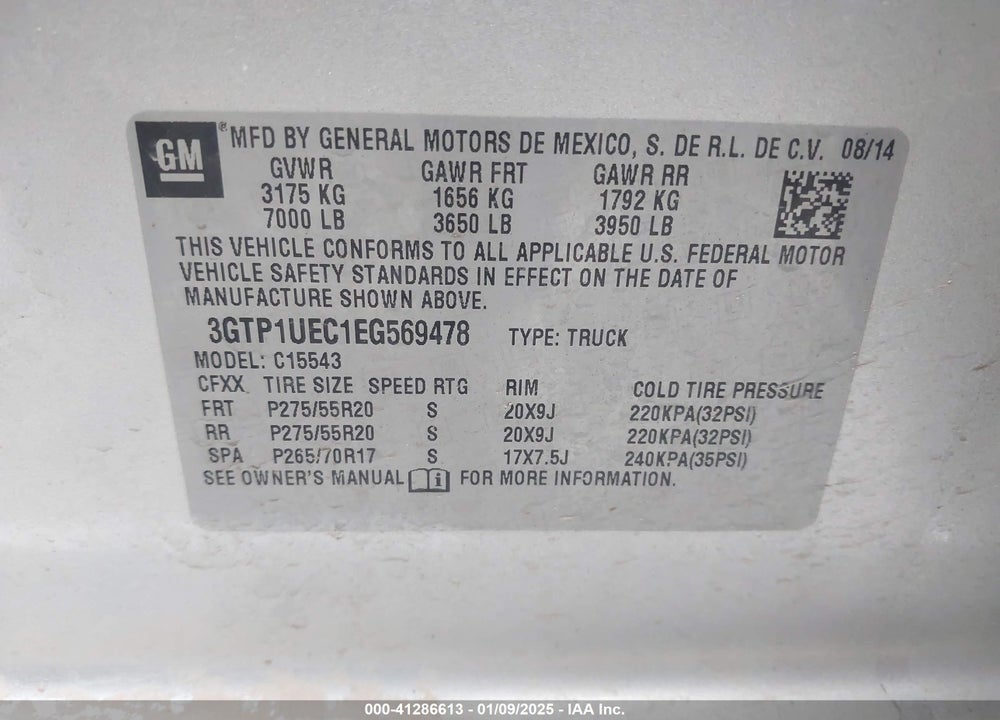 2014 GMC SIERRA 1500 SLE VIN: 3GTP1UEC1EG569478