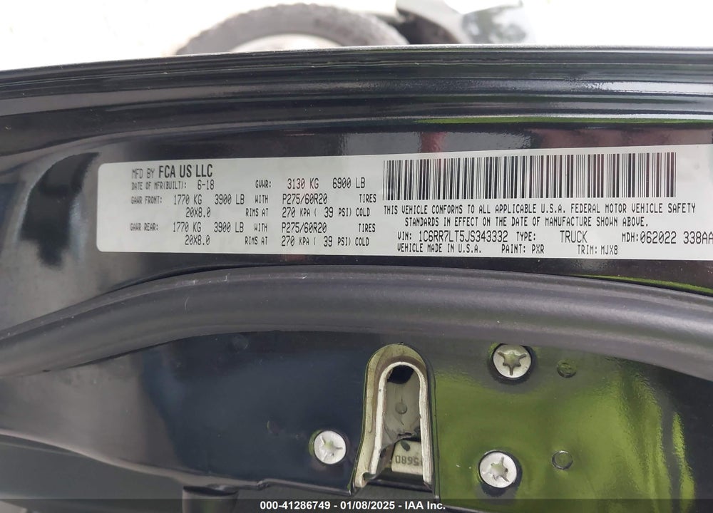 2018 RAM 1500 VIN: 1C6RR7LT5JS343332