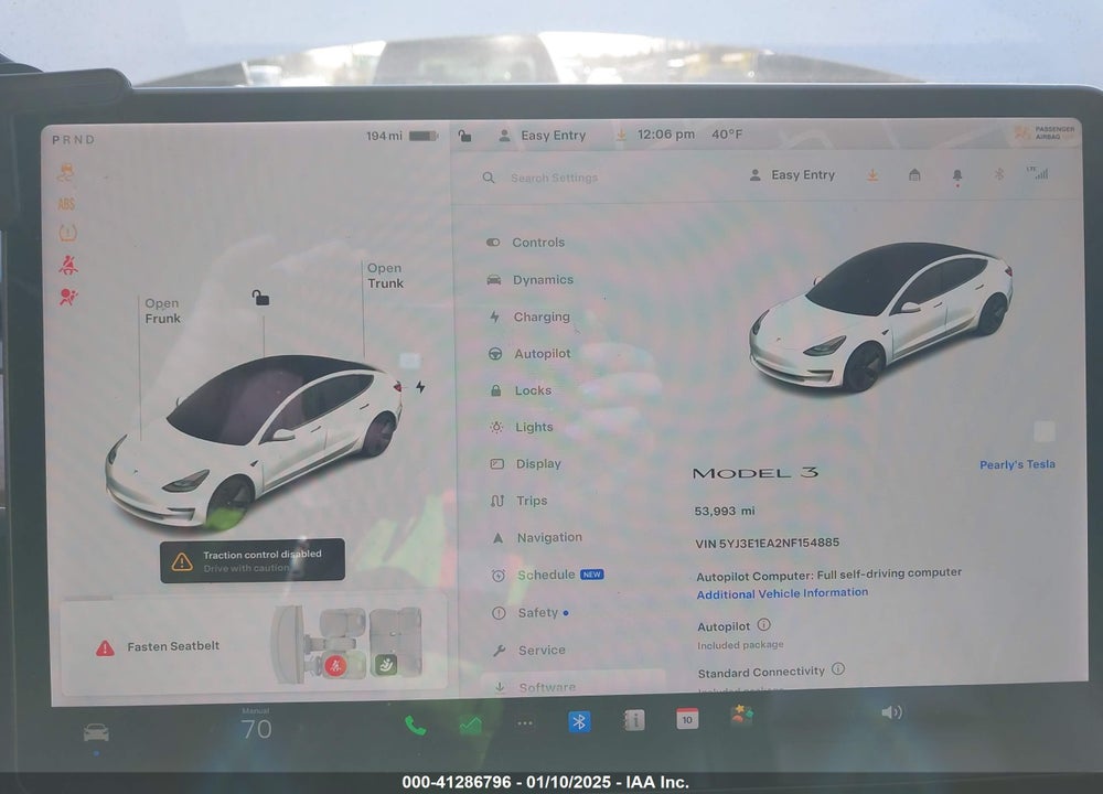 2022 TESLA MODEL 3 VIN: 5YJ3E1EA2NF154885