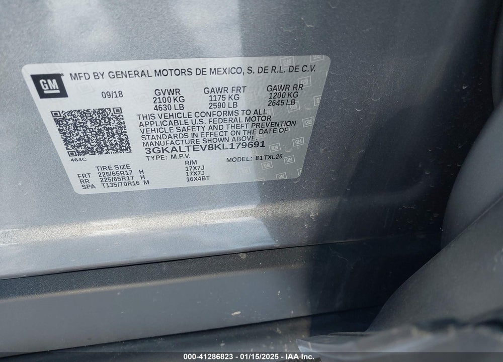2019 GMC TERRAIN SLE VIN: 3GKALTEV8KL179691