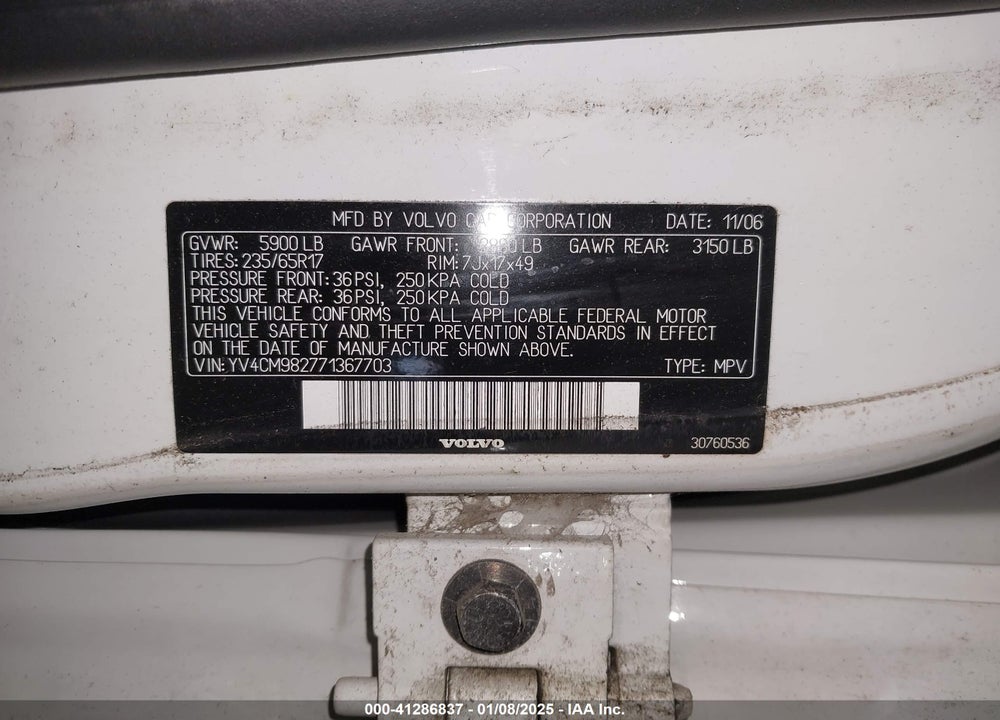 2007 VOLVO XC90 3.2 VIN: YV4CM982771367703