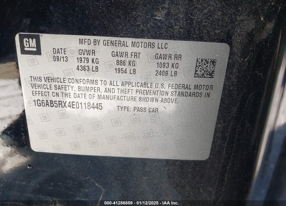 2014 CADILLAC ATS VIN: 1G6AB5RX4E0118445