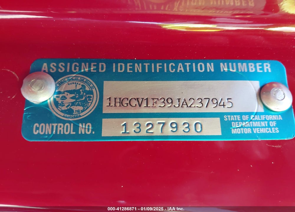 2018 HONDA ACCORD SPORT VIN: 1HGCV1F39JA237945