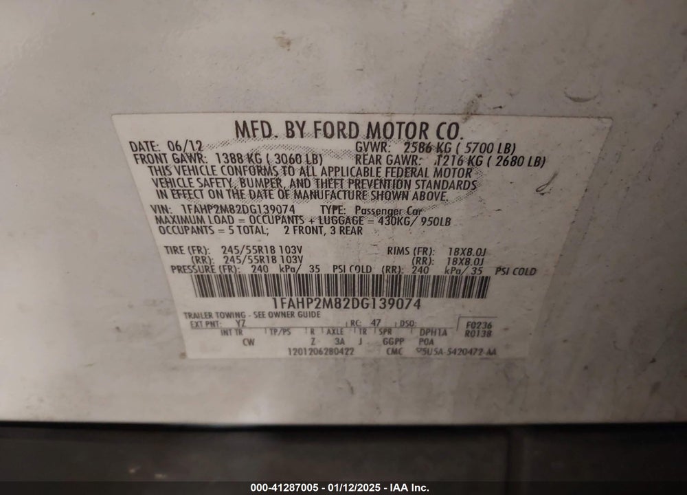 2013 FORD POLICE INTERCEPTOR VIN: 1FAHP2M82DG139074