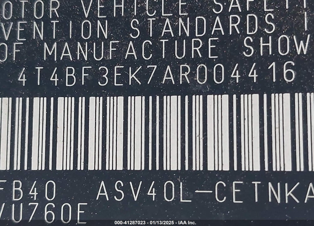 2010 TOYOTA CAMRY LE VIN: 4T4BF3EK7AR004416