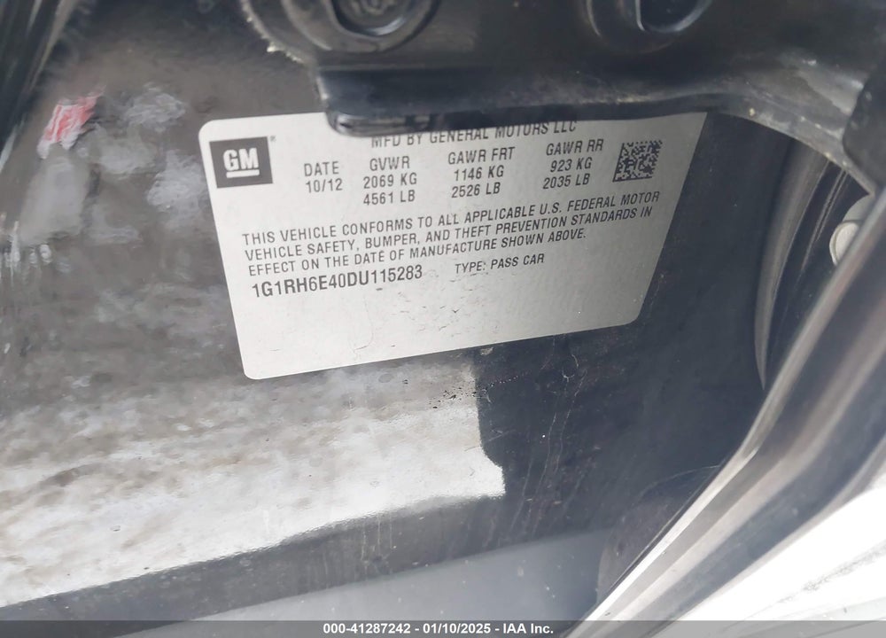 2013 CHEVROLET VOLT VIN: 1G1RH6E40DU115283