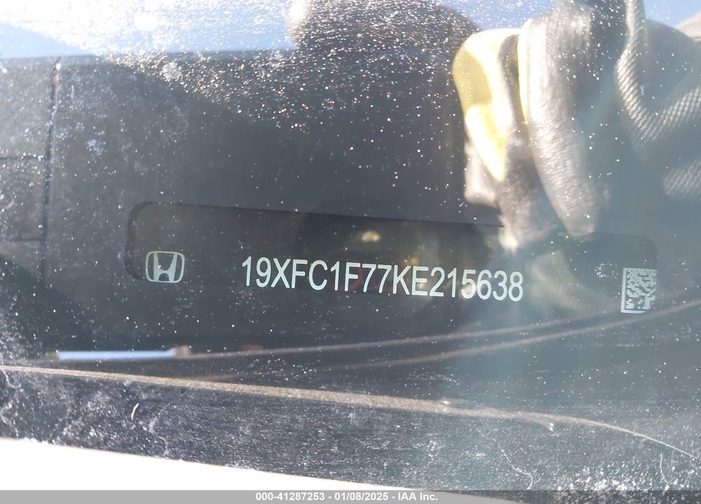 2019 HONDA CIVIC VIN: 19XFC1F77KE215638