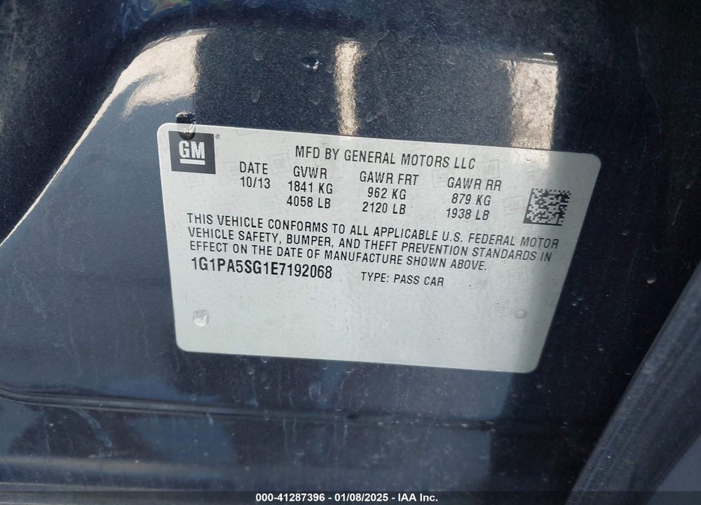 2014 CHEVROLET CRUZE VIN: 1G1PA5SG1E7192068