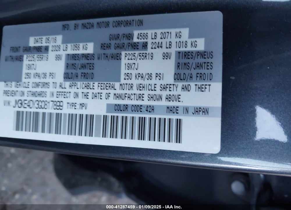 2016 MAZDA CX-5 GRAND TOURING VIN: JM3KE4DY3G0817899