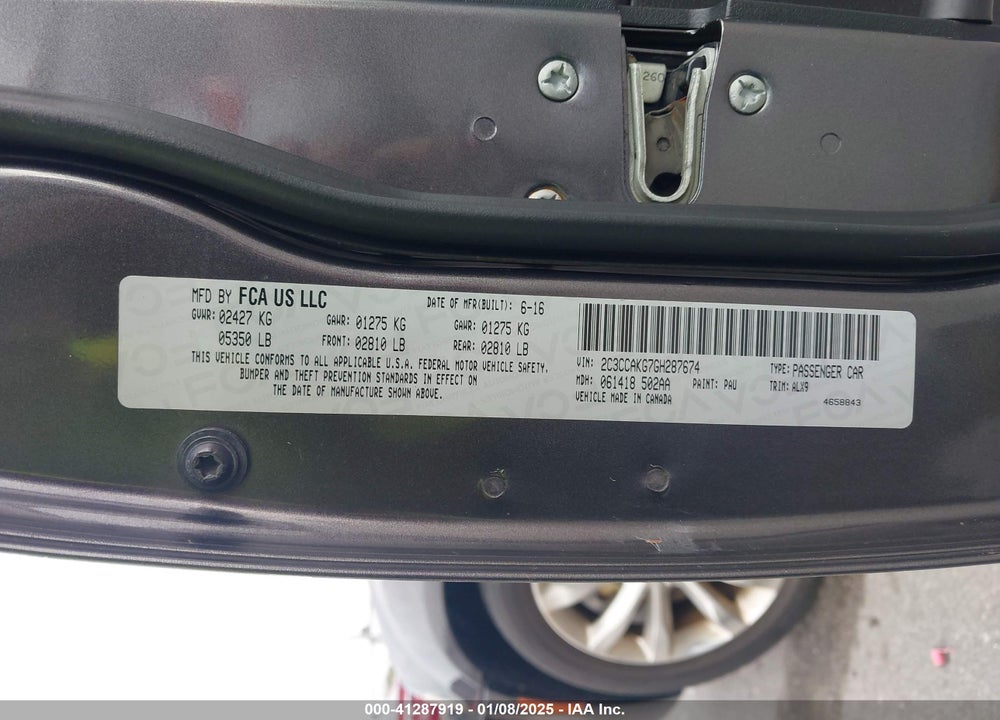 2016 CHRYSLER 300C VIN: 2C3CCAKG7GH287674