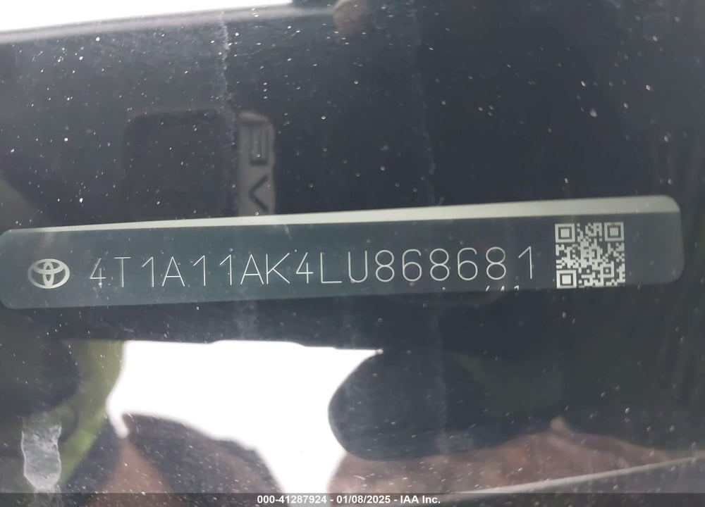 2020 TOYOTA CAMRY VIN: 4T1A11AK4LU868681
