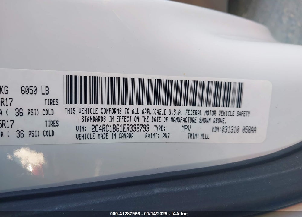 2014 CHRYSLER TOWN & COUNTRY TOURING VIN: 2C4RC1BG1ER338793