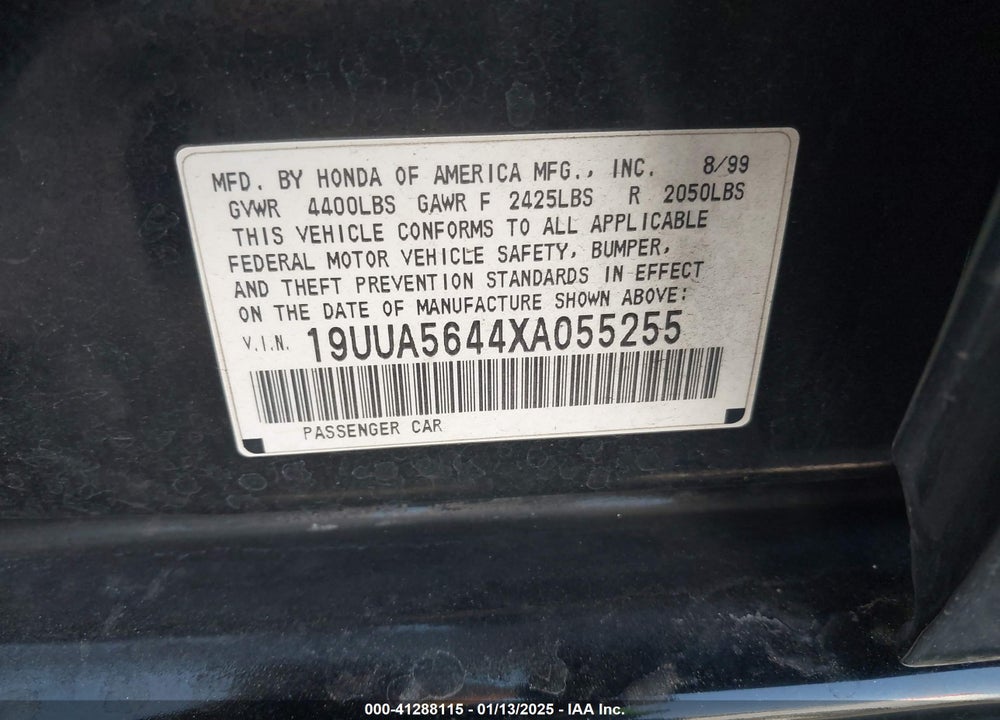 1999 ACURA TL 3.2 VIN: 19UUA5644XA055255