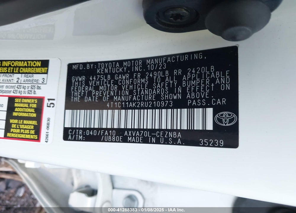 2024 TOYOTA CAMRY LE VIN: 4T1C11AK2RU210973