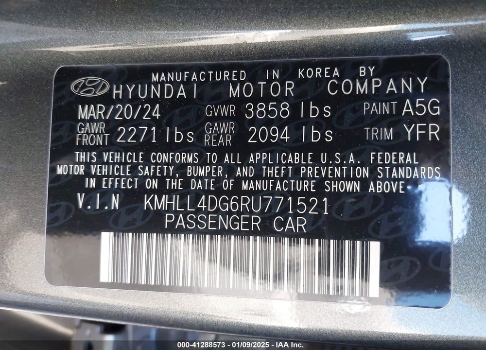 2024 HYUNDAI ELANTRA VIN: KMHLL4DG6RU771521