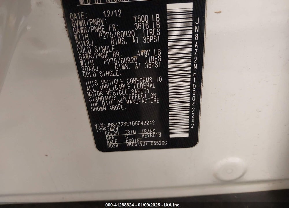 2013 INFINITI QX56 VIN: JN8AZ2NE1D9042242
