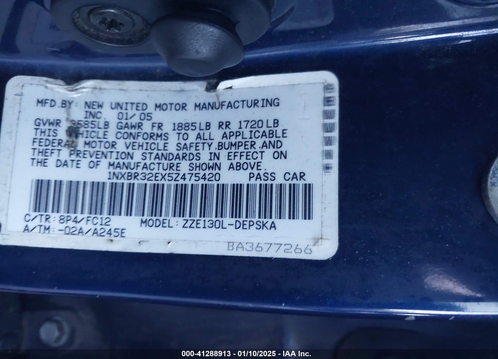 2005 TOYOTA COROLLA S VIN: 1NXBR32EX5Z475420
