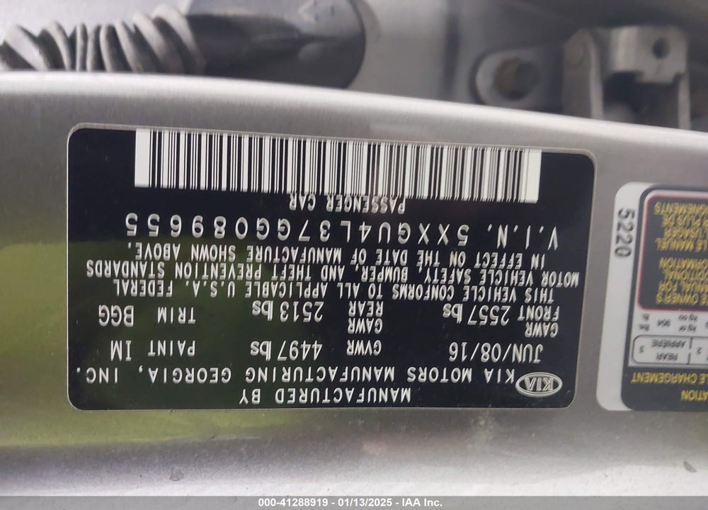 2016 KIA OPTIMA EX VIN: 5XXGU4L37GG089655