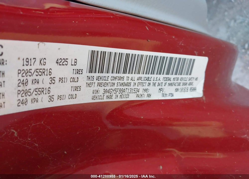 2010 CHRYSLER PT CRUISER CLASSIC VIN: 3A4GY5F99AT131534