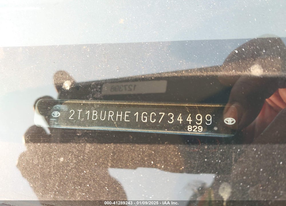 2016 TOYOTA COROLLA VIN: 2T1BURHE1GC734499