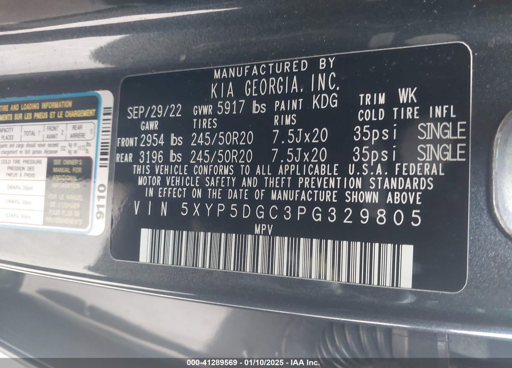 2023 KIA TELLURIDE SX PRESTIGE VIN: 5XYP5DGC3PG329805