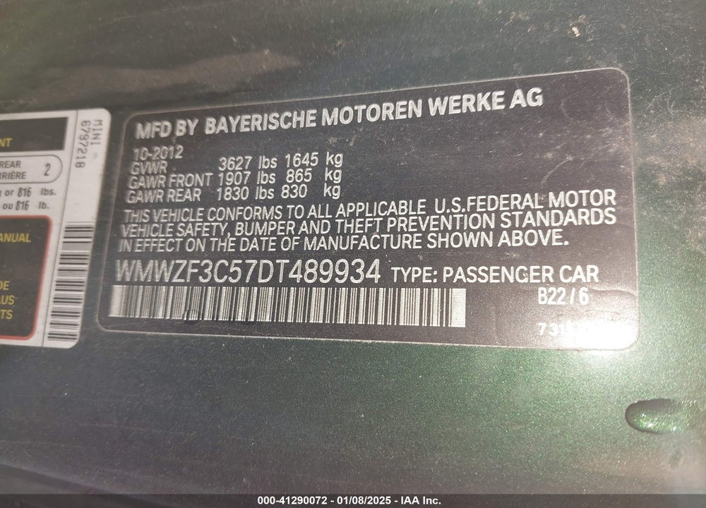 2013 MINI CLUBMAN VIN: WMWZF3C57DT489934