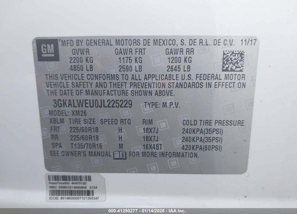 2018 GMC TERRAIN SLT DIESEL VIN: 3GKALWEU0JL225229