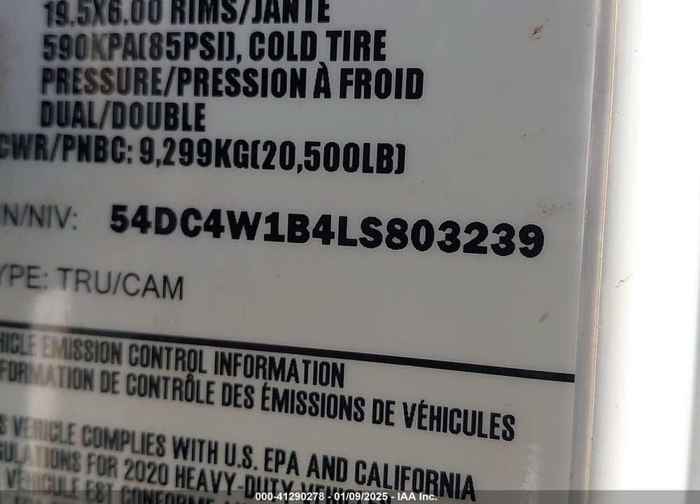 2020 ISUZU NPR HD VIN: 54DC4W1B4LS803239