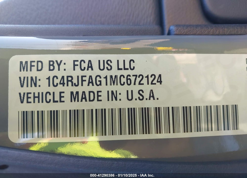 2021 JEEP GRAND CHEROKEE LAREDO X 4X4 VIN: 1C4RJFAG1MC672124